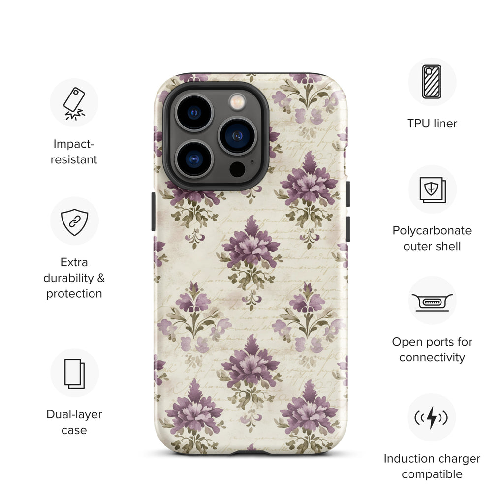 Vintage Floral Damask Tough Case for iPhone 13 Pro