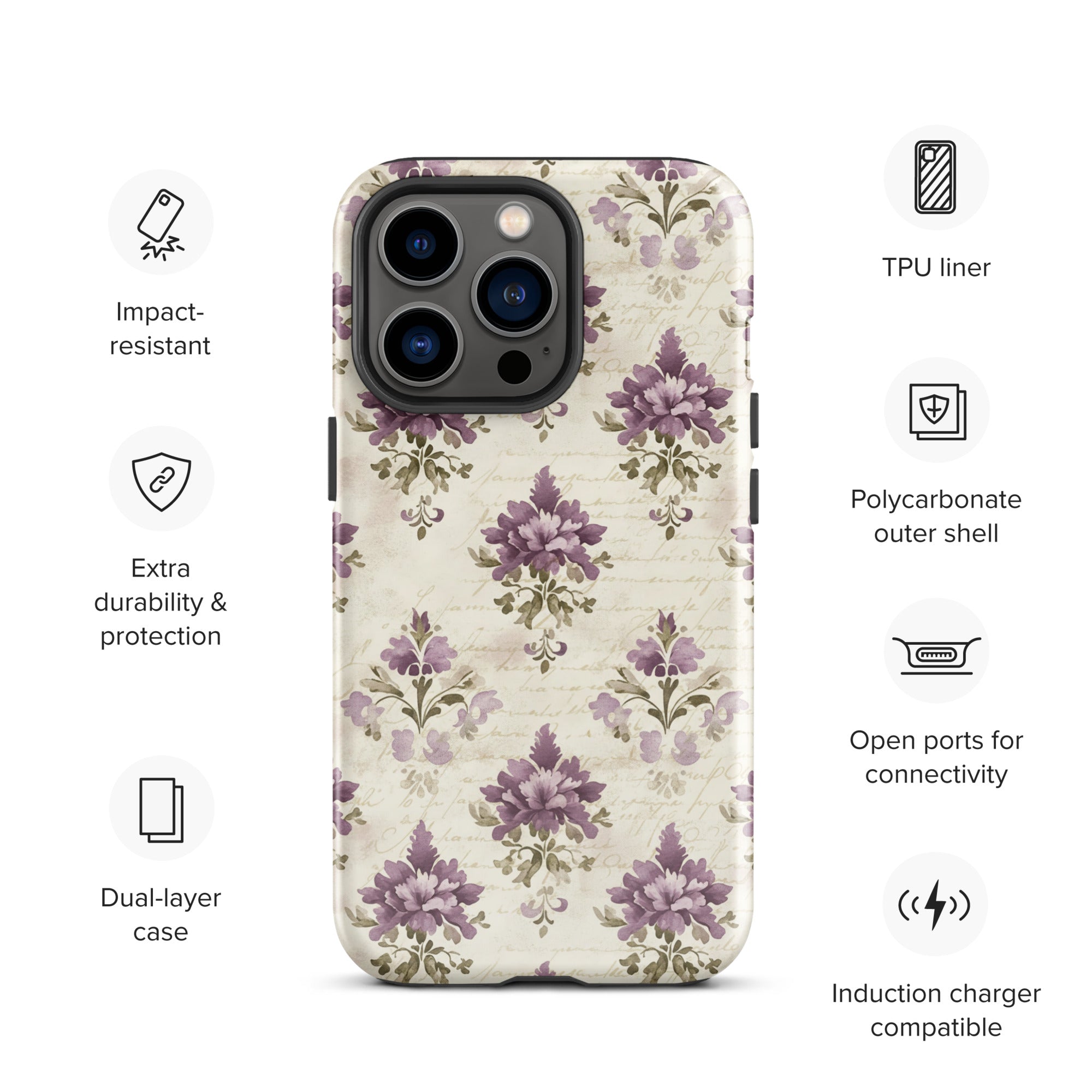 Vintage Floral Damask Tough Case for iPhone 13 Pro