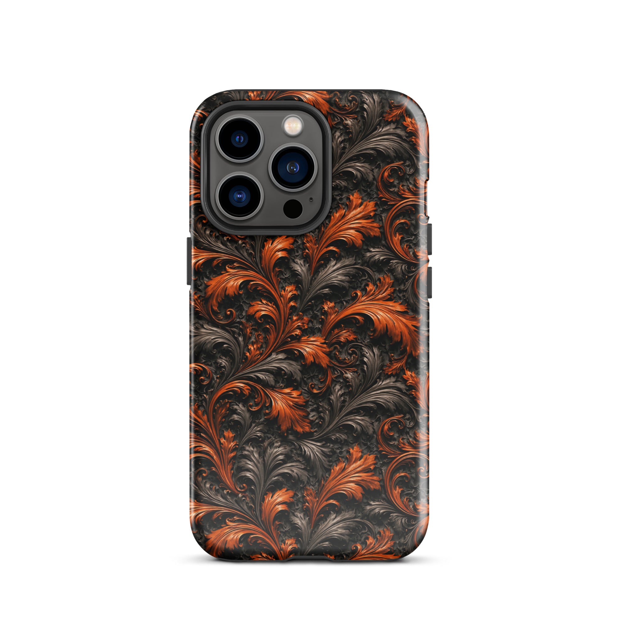 Burnt Orange Filigree Tough Case for iPhone 13 Pro