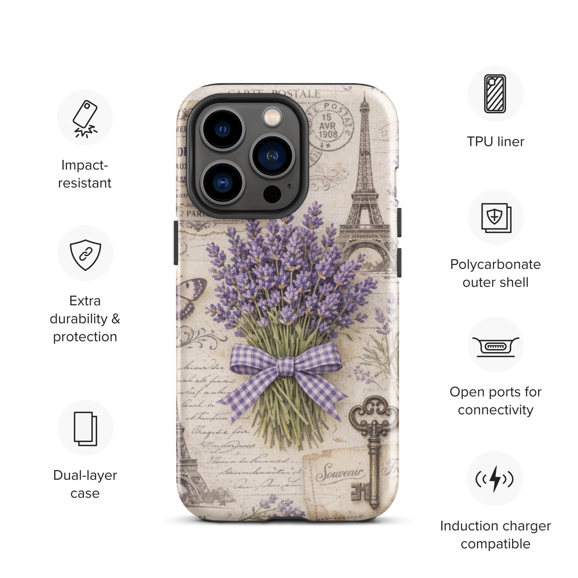 Vintage Paris Lavender Tough Case for iPhone 13 Pro