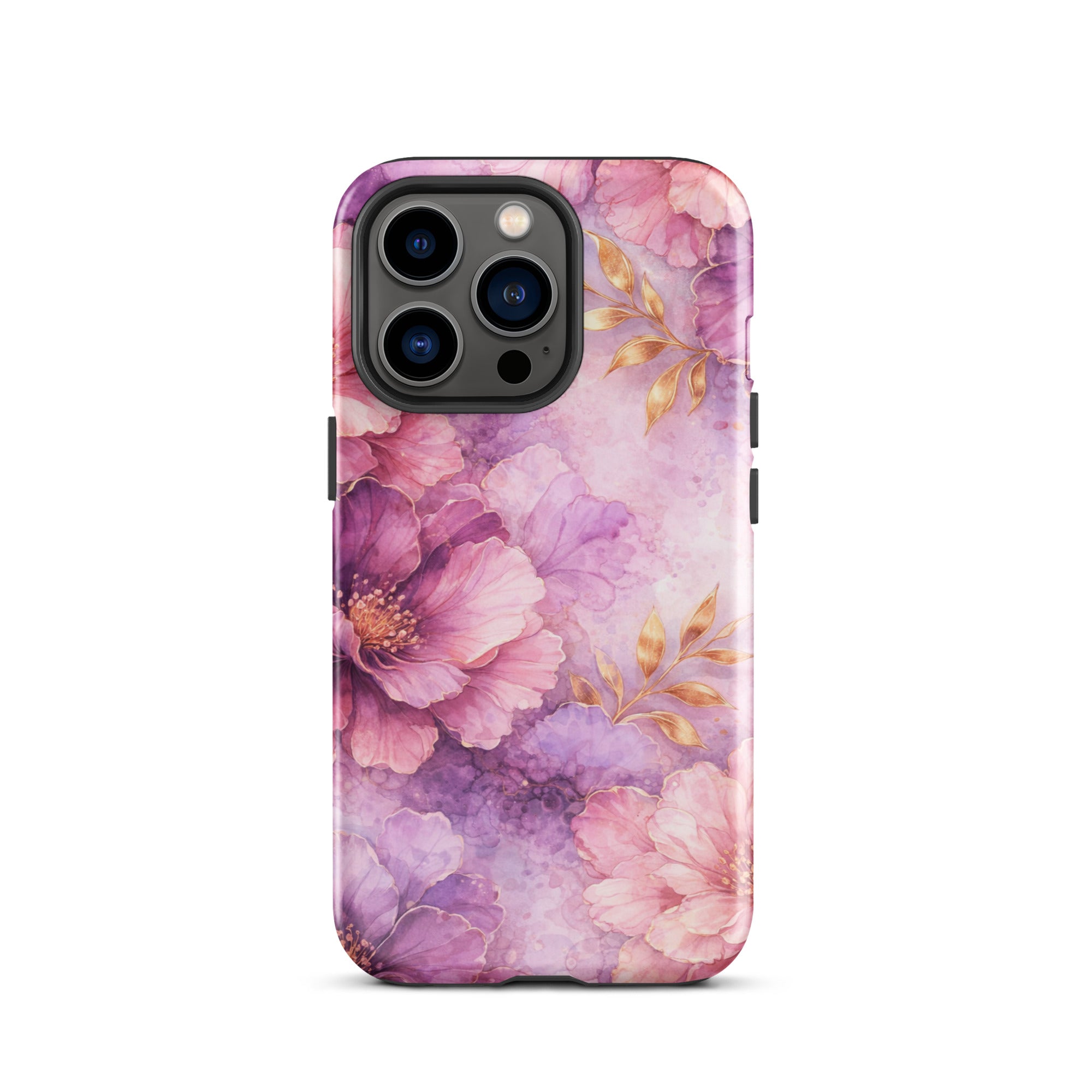 Pink Watercolor Floral Tough Case for iPhone 13 Pro