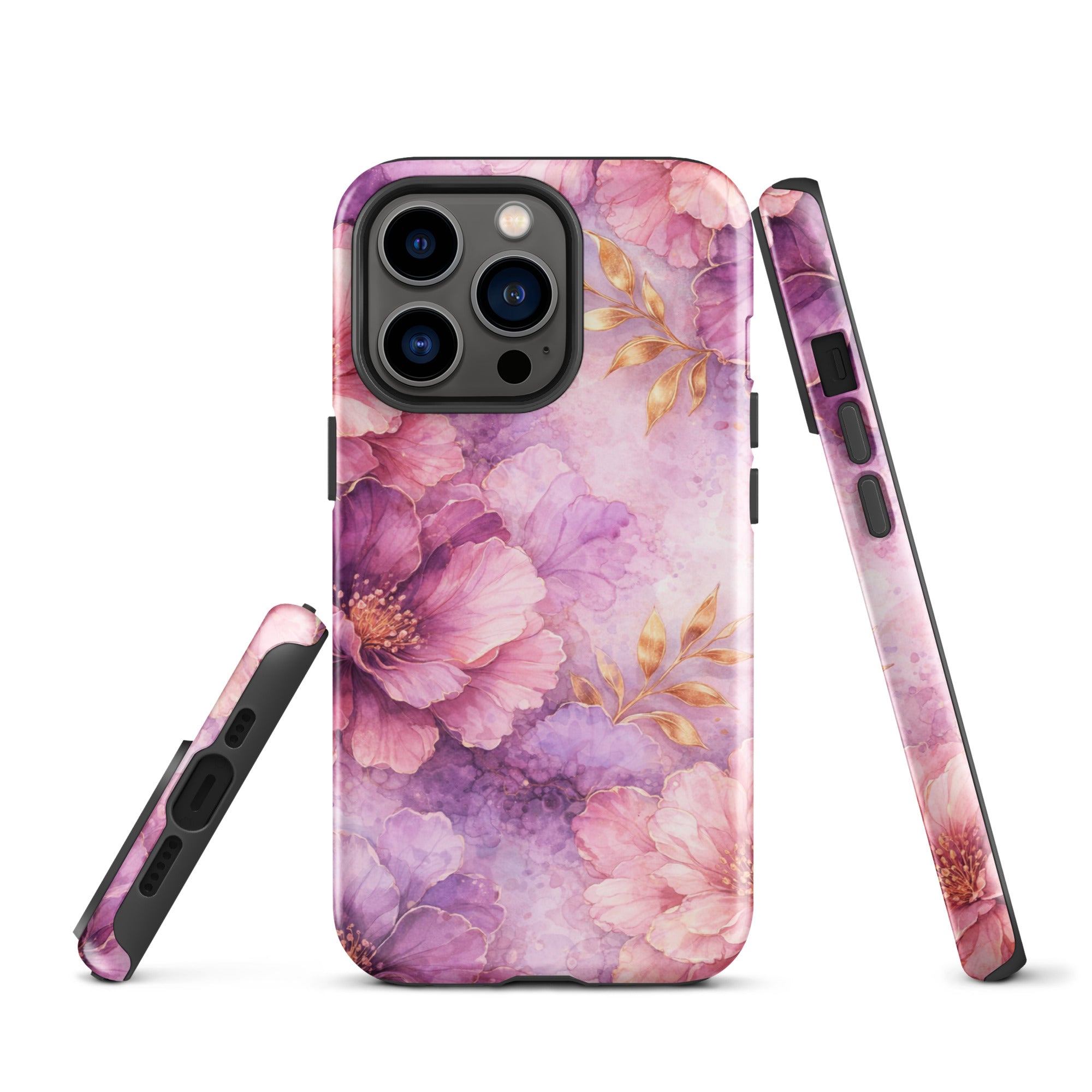 Pink Watercolor Floral Tough Case for iPhone 13 Pro