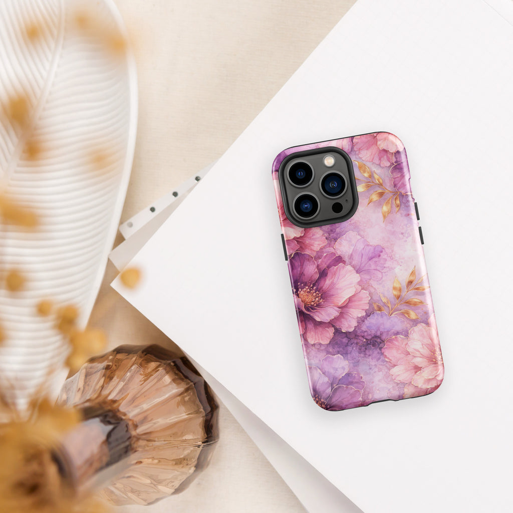 Pink Watercolor Floral Tough Case for iPhone 13 Pro