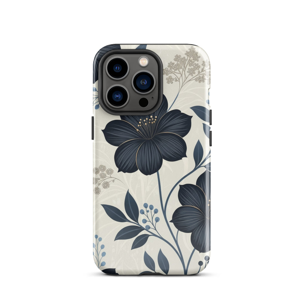 Elegant Blue Floral Tough Case for iPhone 13 Pro
