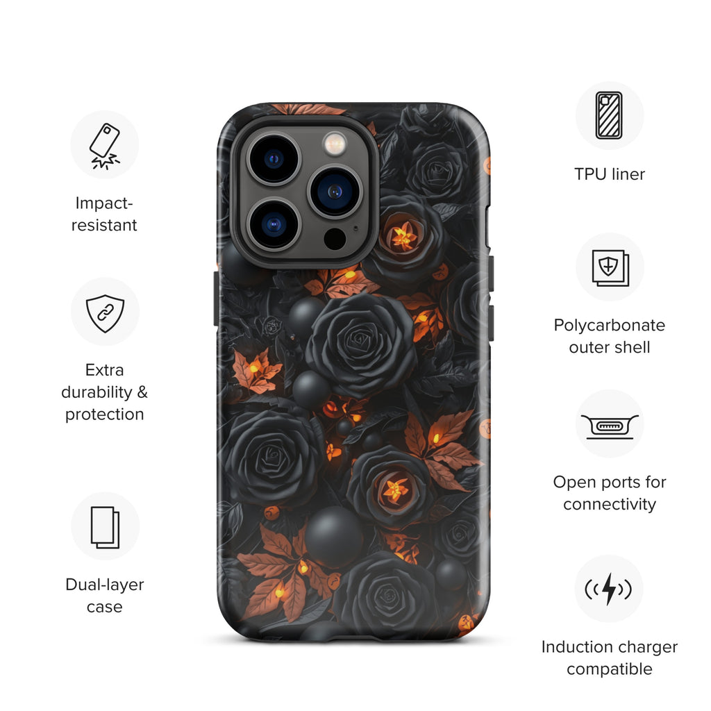 Dark Floral Glow Tough Case for iPhone 13 Pro