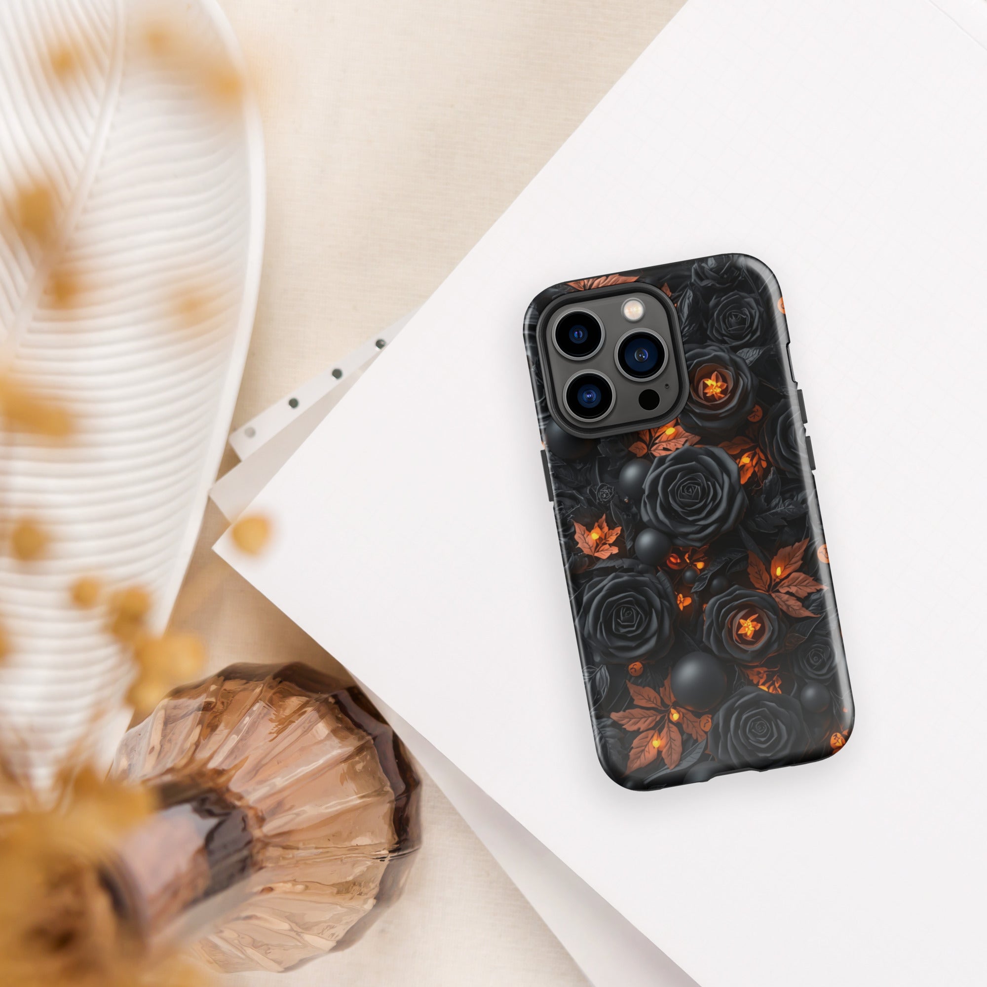 Dark Floral Glow Tough Case for iPhone 13 Pro