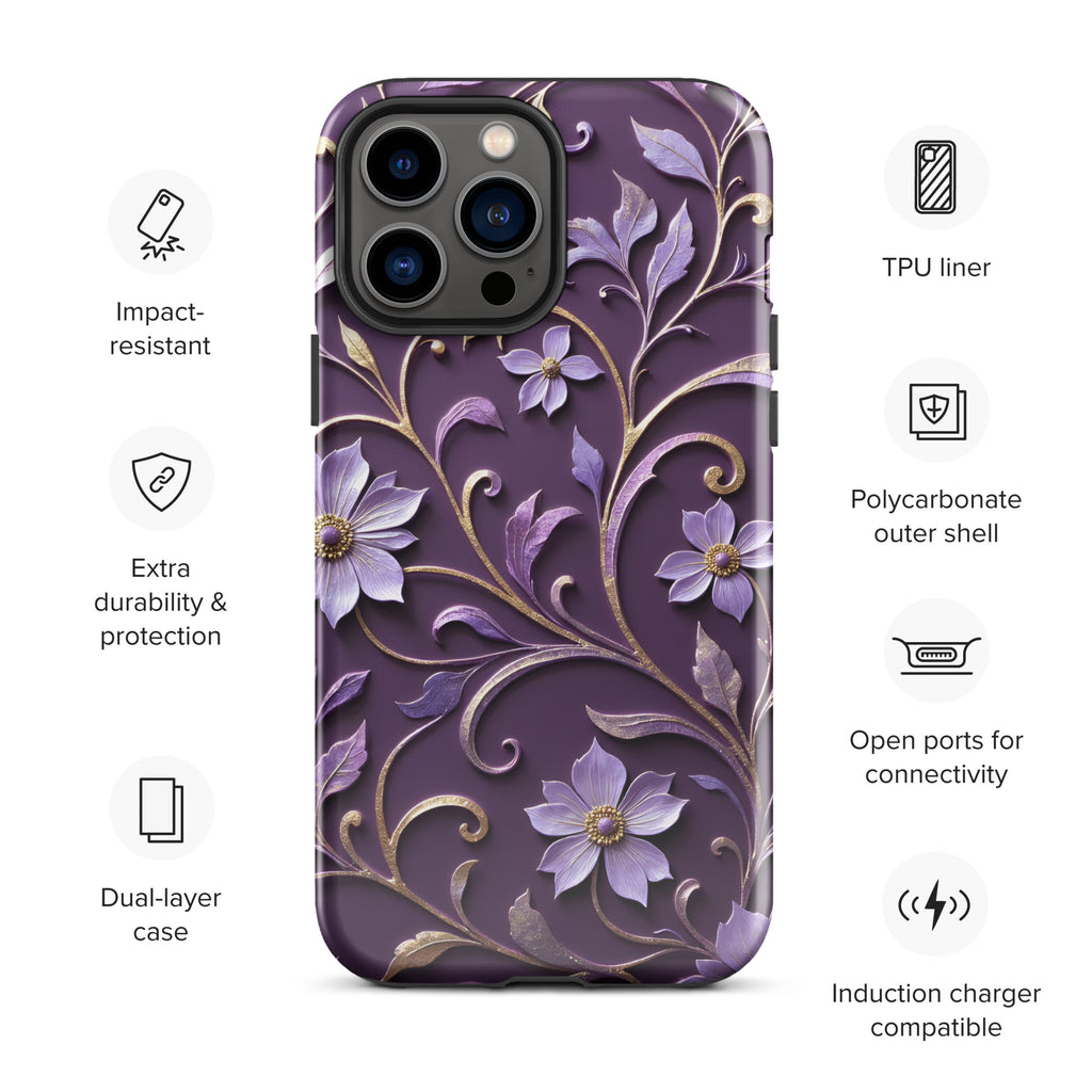 Royal Violet Filigree Tough Case for iPhone 13 Pro Max