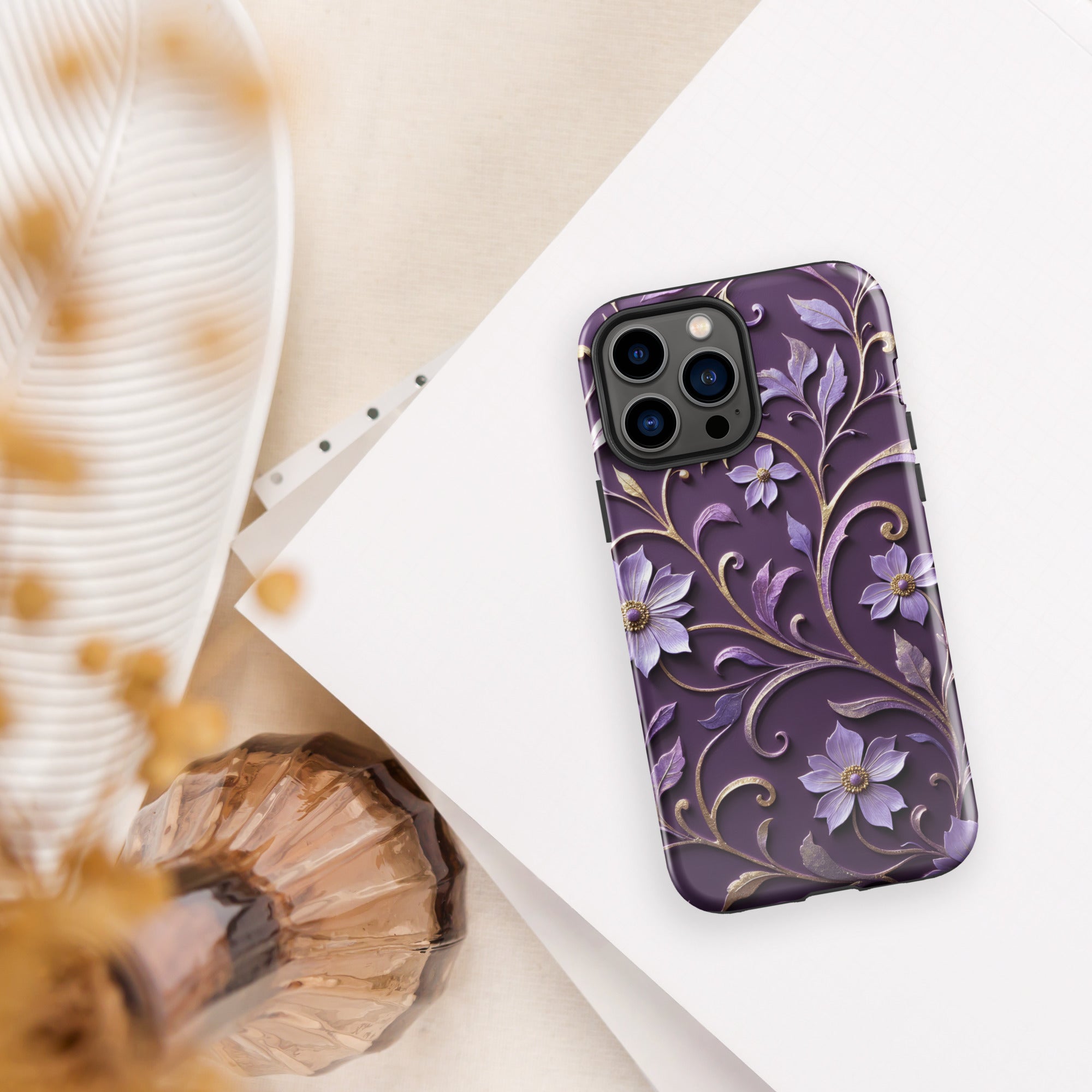 Royal Violet Filigree Tough Case for iPhone 13 Pro Max
