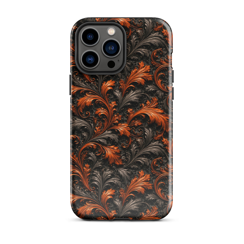 Burnt Orange Filigree Tough Case for iPhone 13 Pro Max