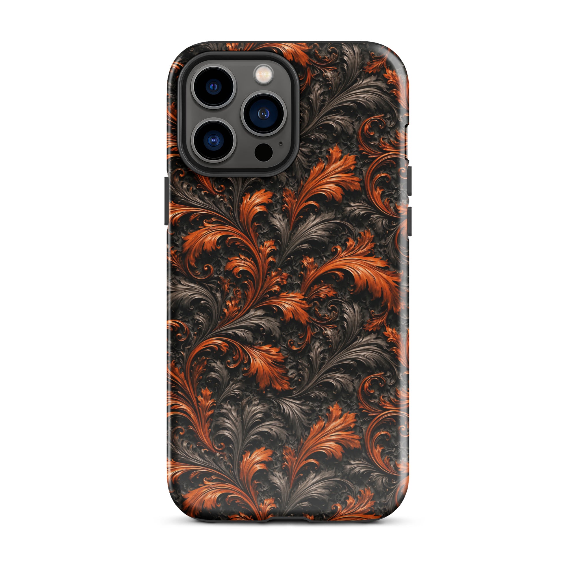 Burnt Orange Filigree Tough Case for iPhone 13 Pro Max