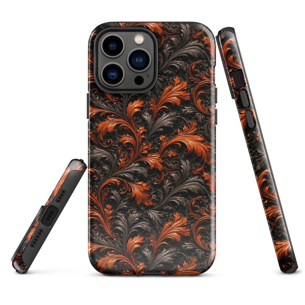 Burnt Orange Filigree Tough Case for iPhone 13 Pro Max