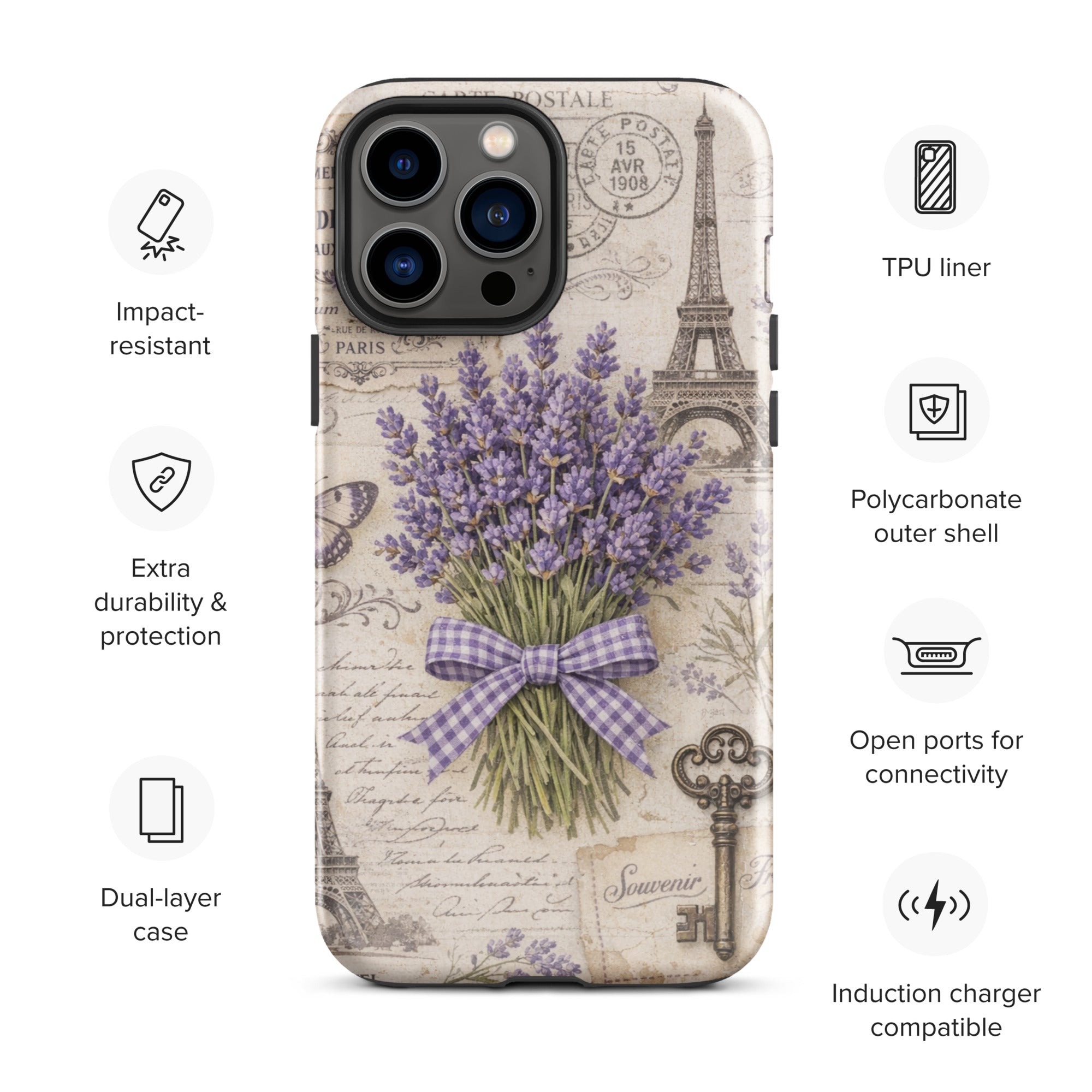 Vintage Paris Lavender Tough Case for iPhone 13 Pro Max