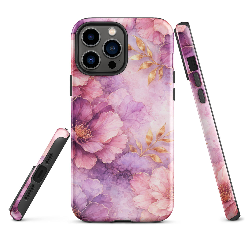 Pink Watercolor Floral Tough Case for iPhone 13 Pro Max