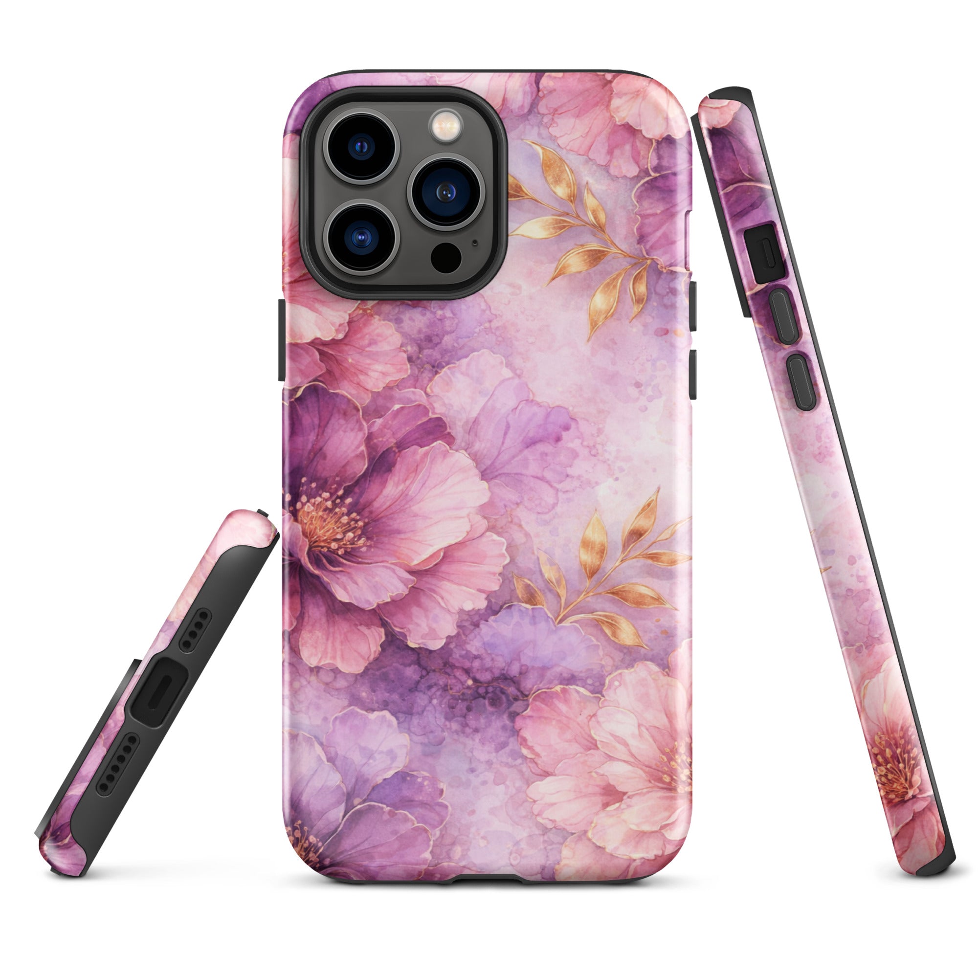 Pink Watercolor Floral Tough Case for iPhone 13 Pro Max