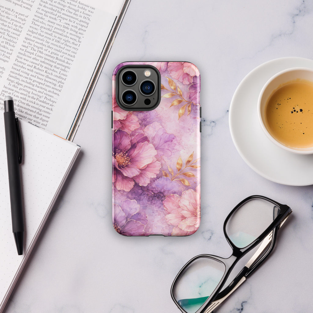 Pink Watercolor Floral Tough Case for iPhone 13 Pro Max