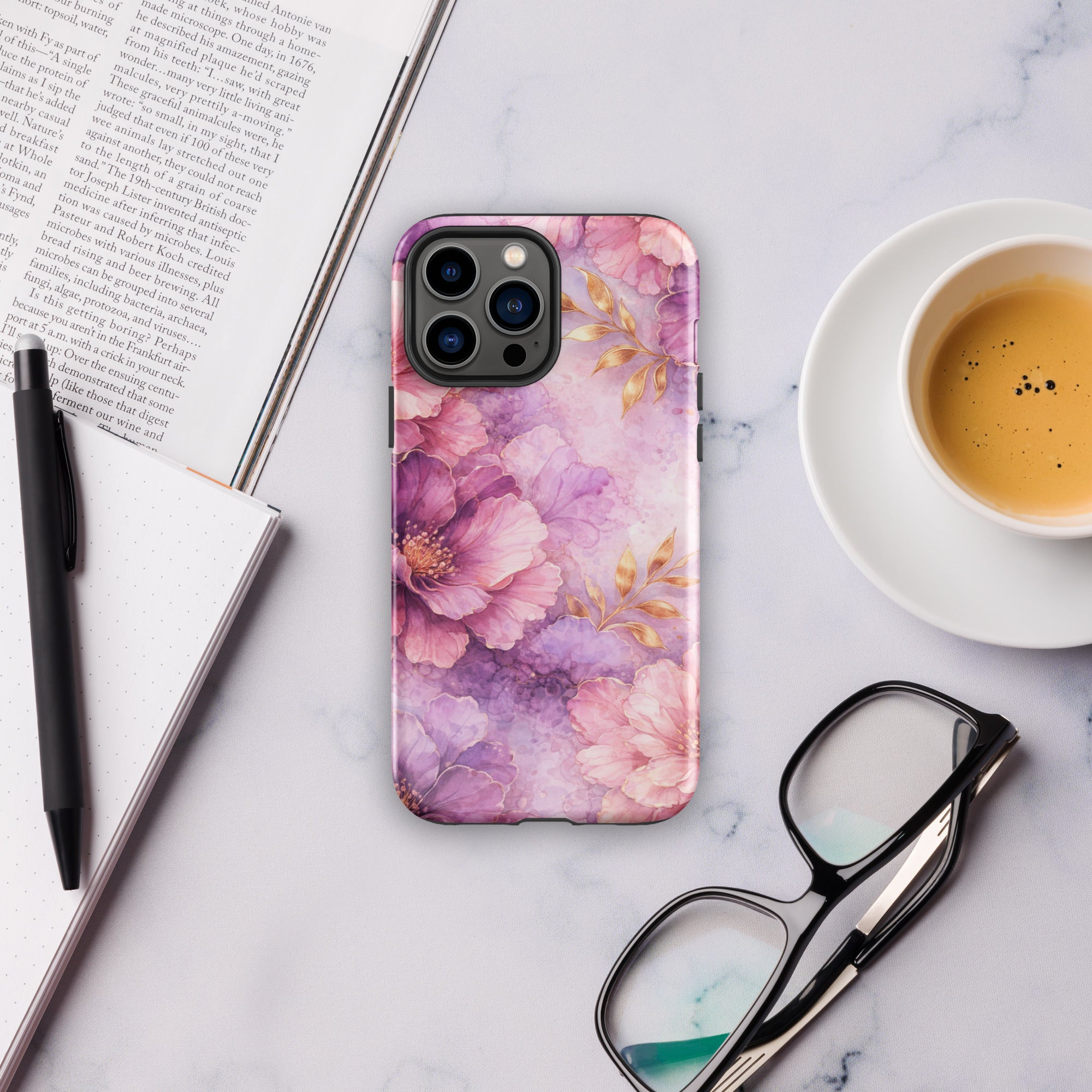 Pink Watercolor Floral Tough Case for iPhone 13 Pro Max