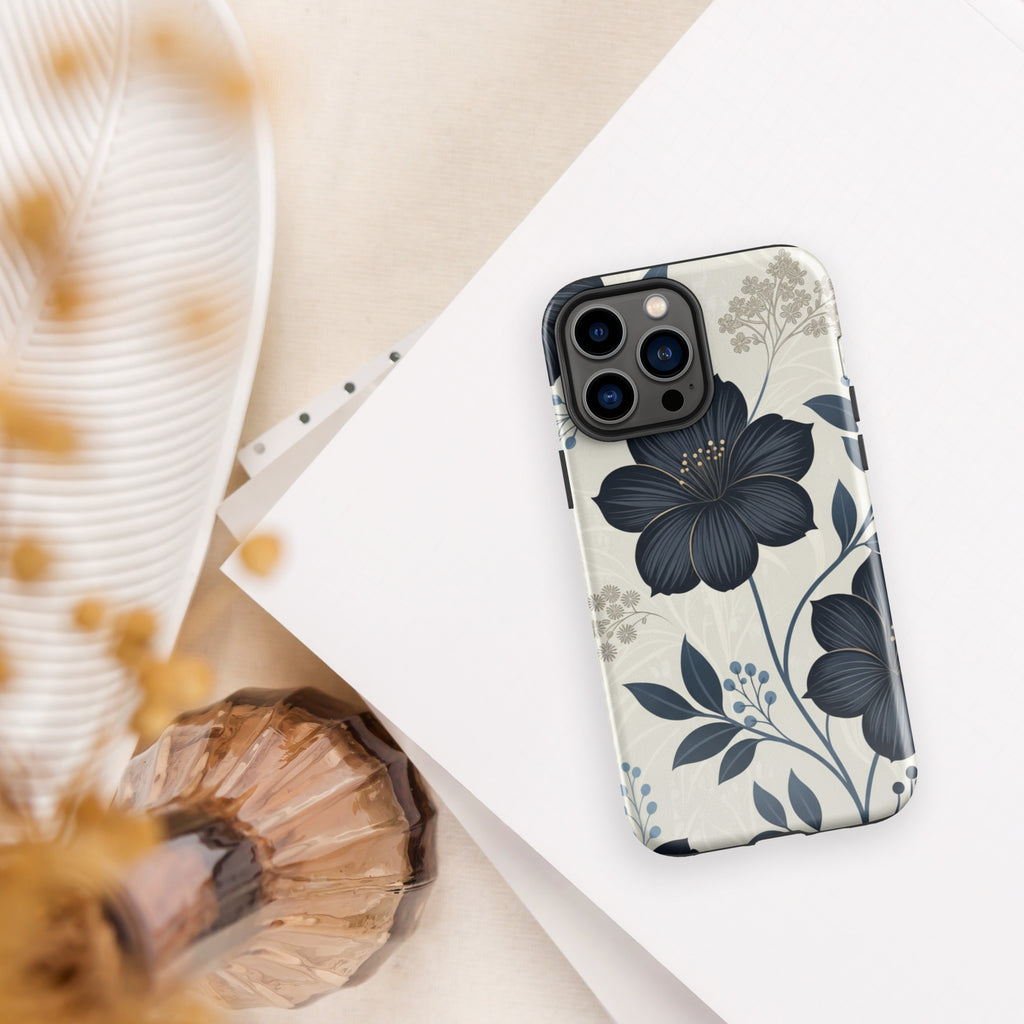 Elegant Blue Floral Tough Case for iPhone 13 Pro Max