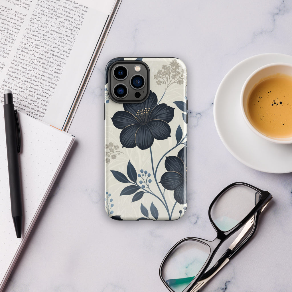 Elegant Blue Floral Tough Case for iPhone 13 Pro Max