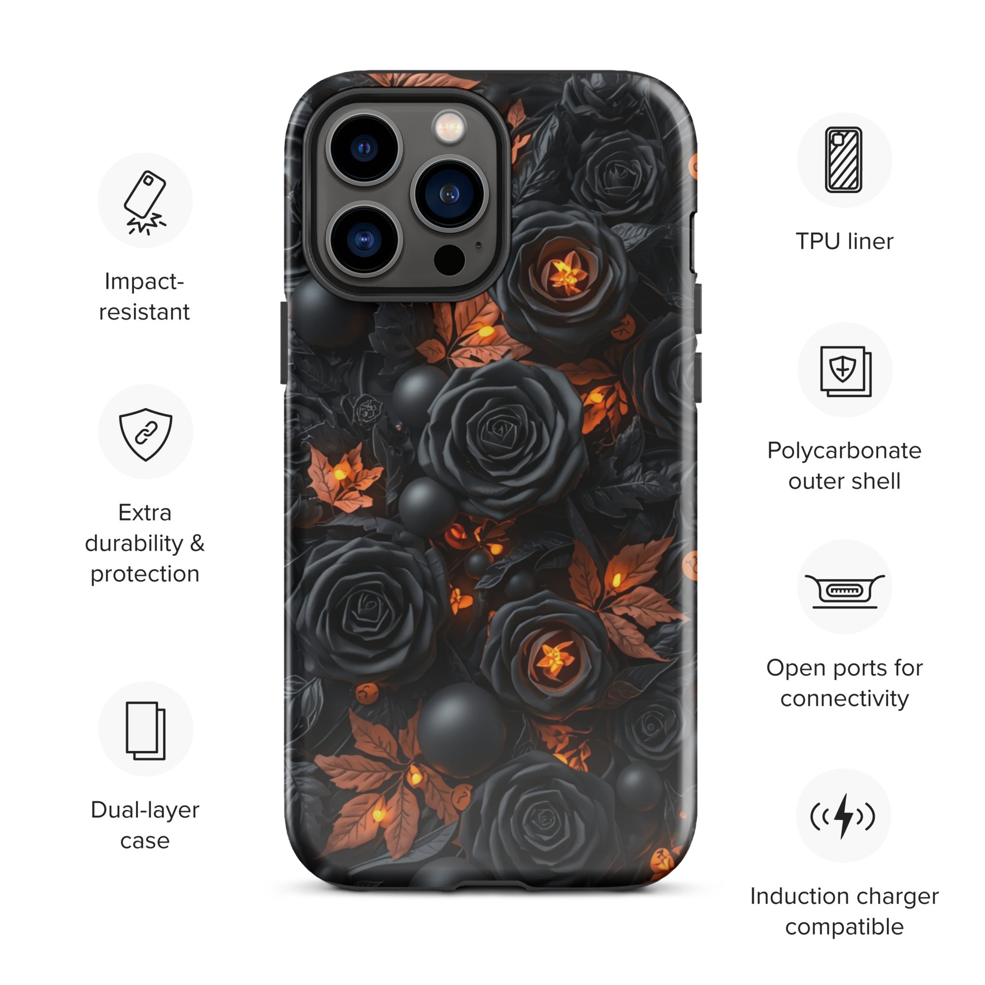 Dark Floral Glow Tough Case for iPhone 13 Pro Max
