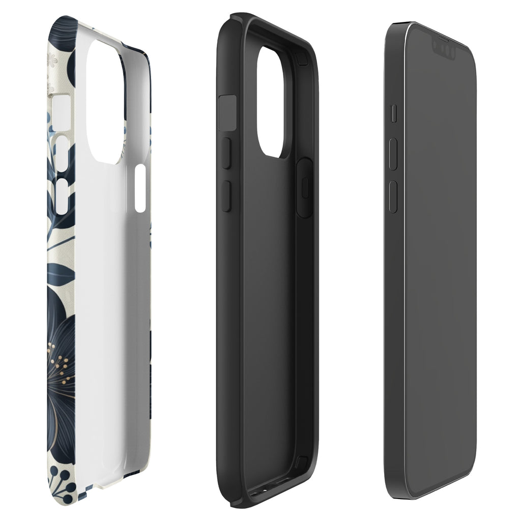 Elegant Blue Floral Tough Case for iPhone 13 Pro Max