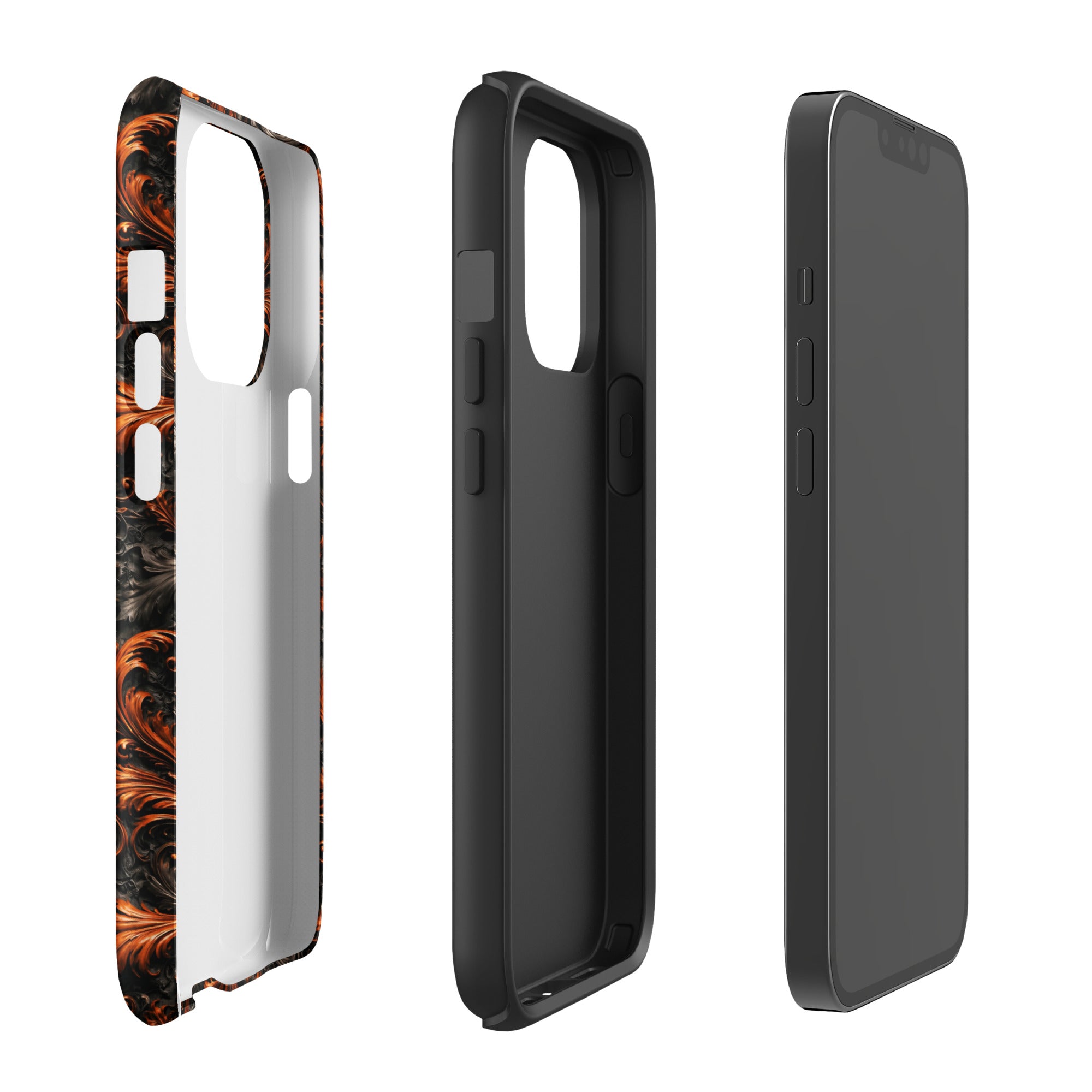 Burnt Orange Filigree Tough Case for iPhone 13 Pro