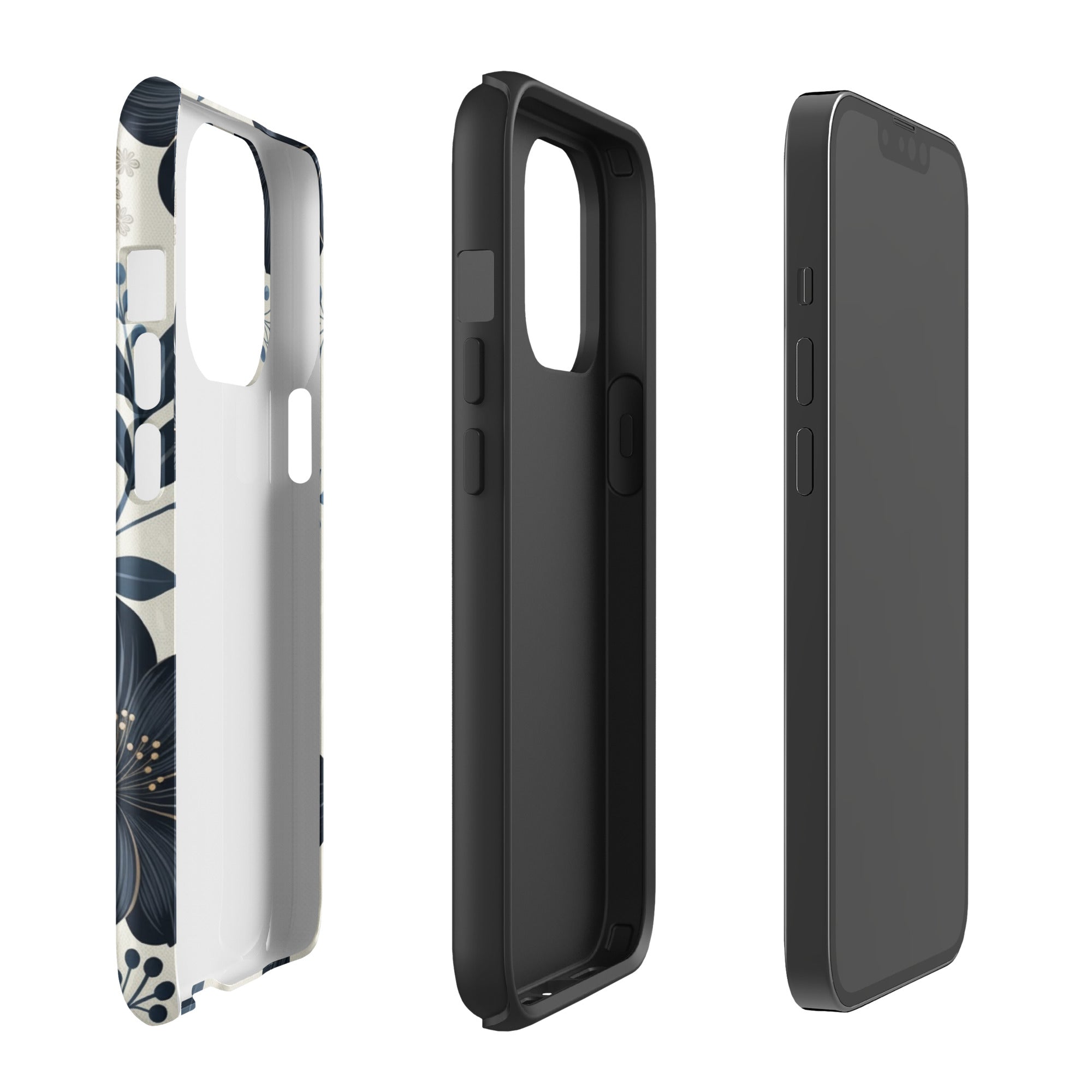 Elegant Blue Floral Tough Case for iPhone 13 Pro