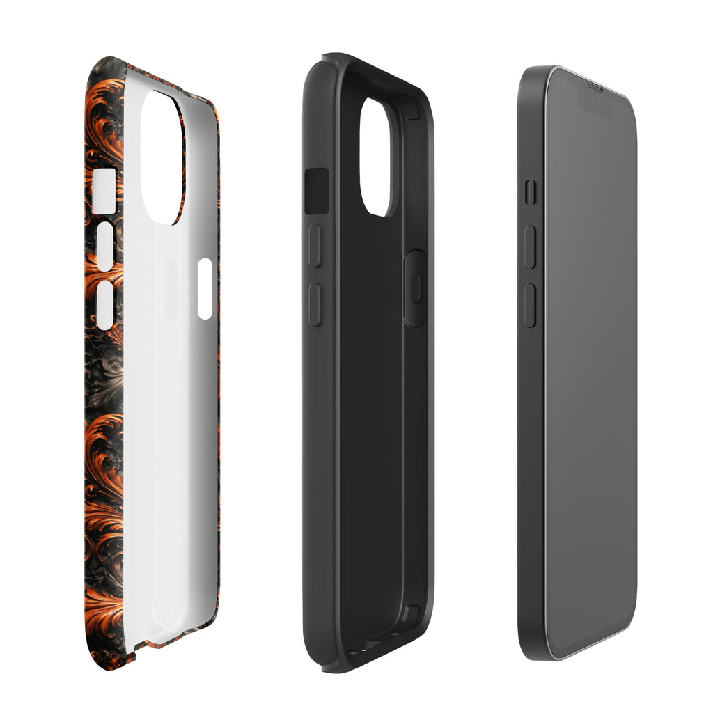Burnt Orange Filigree Tough Case for iPhone 13