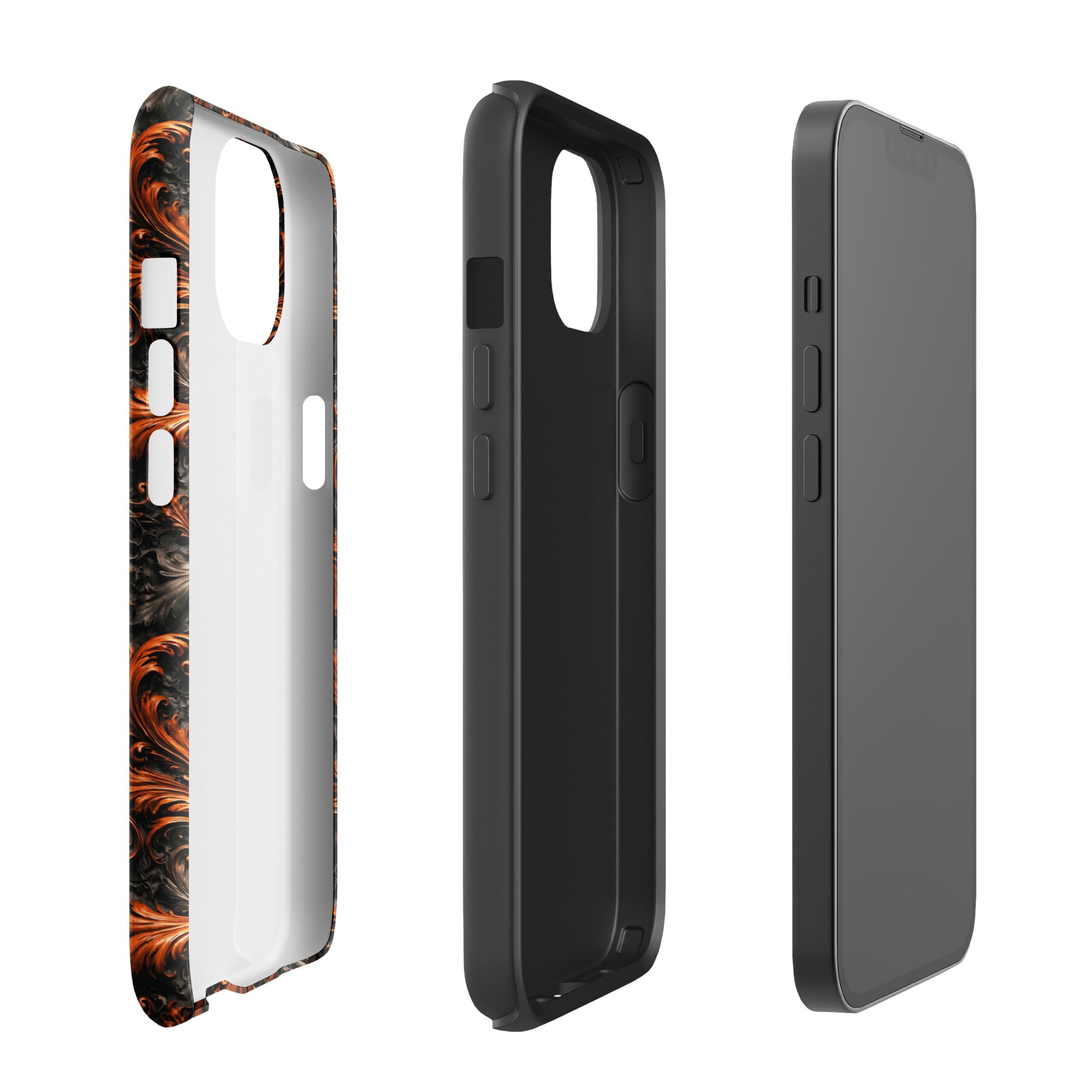 Burnt Orange Filigree Tough Case for iPhone 13