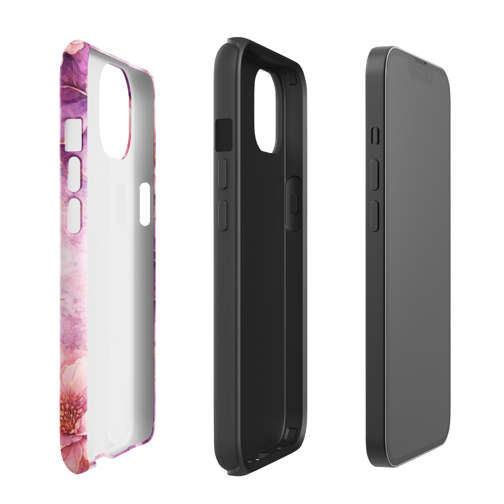 Pink Watercolor Floral Tough Case for iPhone 13