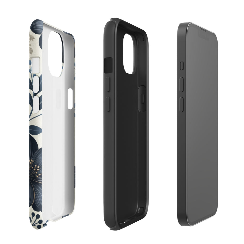 Elegant Blue Floral Tough Case for iPhone 13