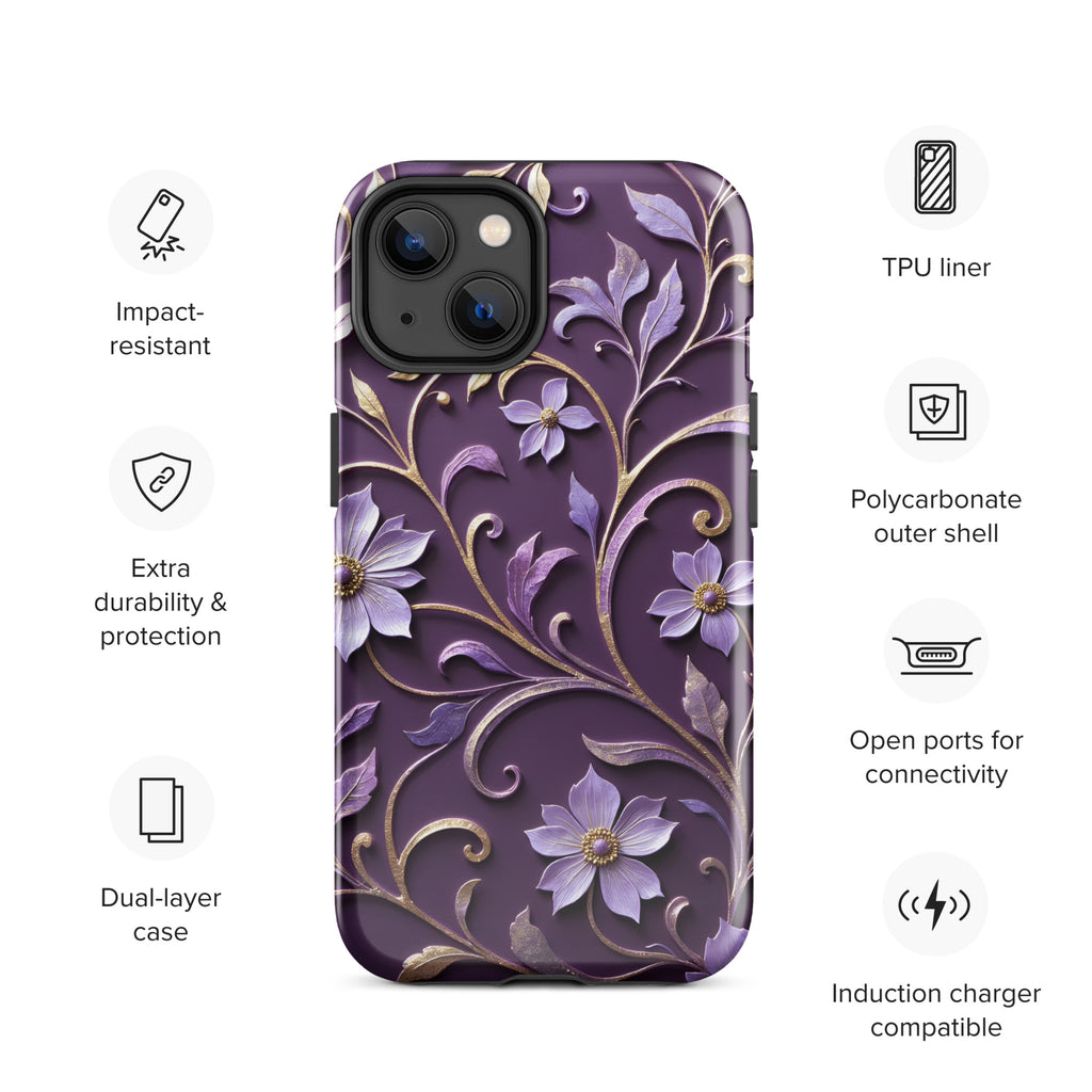 Royal Violet Filigree Tough Case for iPhone 14