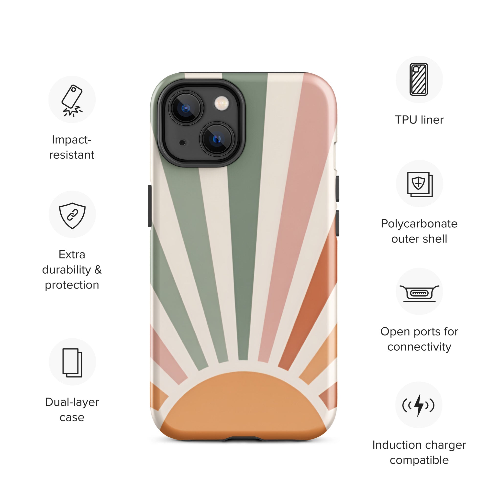 Retro Sunrise Tough Case for iPhone 14