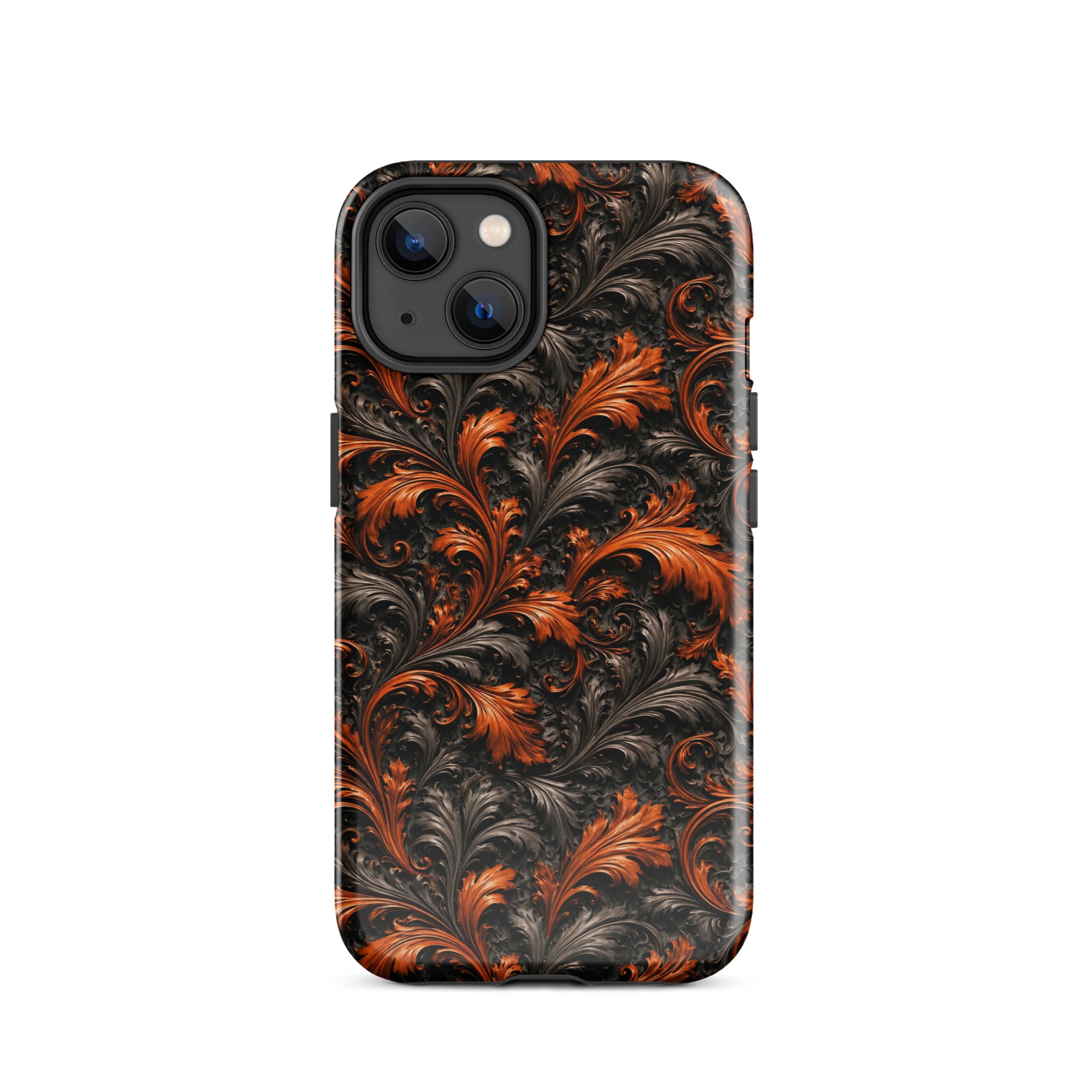 Burnt Orange Filigree Tough Case for iPhone 14