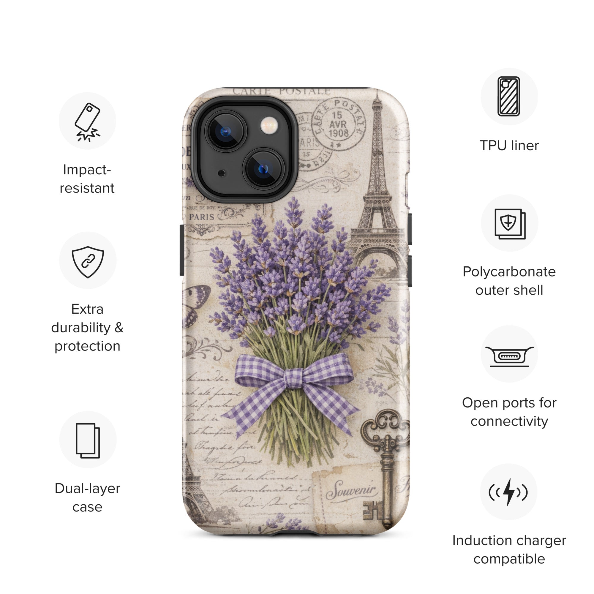Vintage Paris Lavender Tough Case for iPhone 14