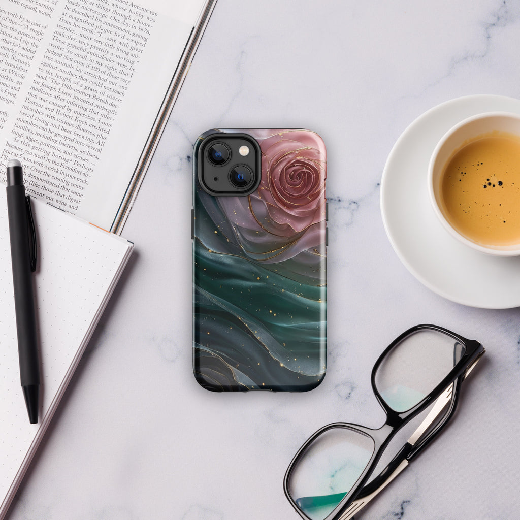 Elegant Rose Marble Tough Case for iPhone 14