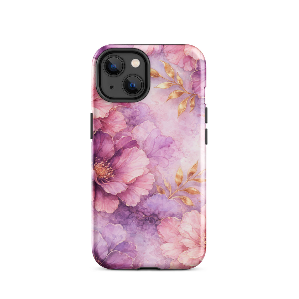 Pink Watercolor Floral Tough Case for iPhone 14