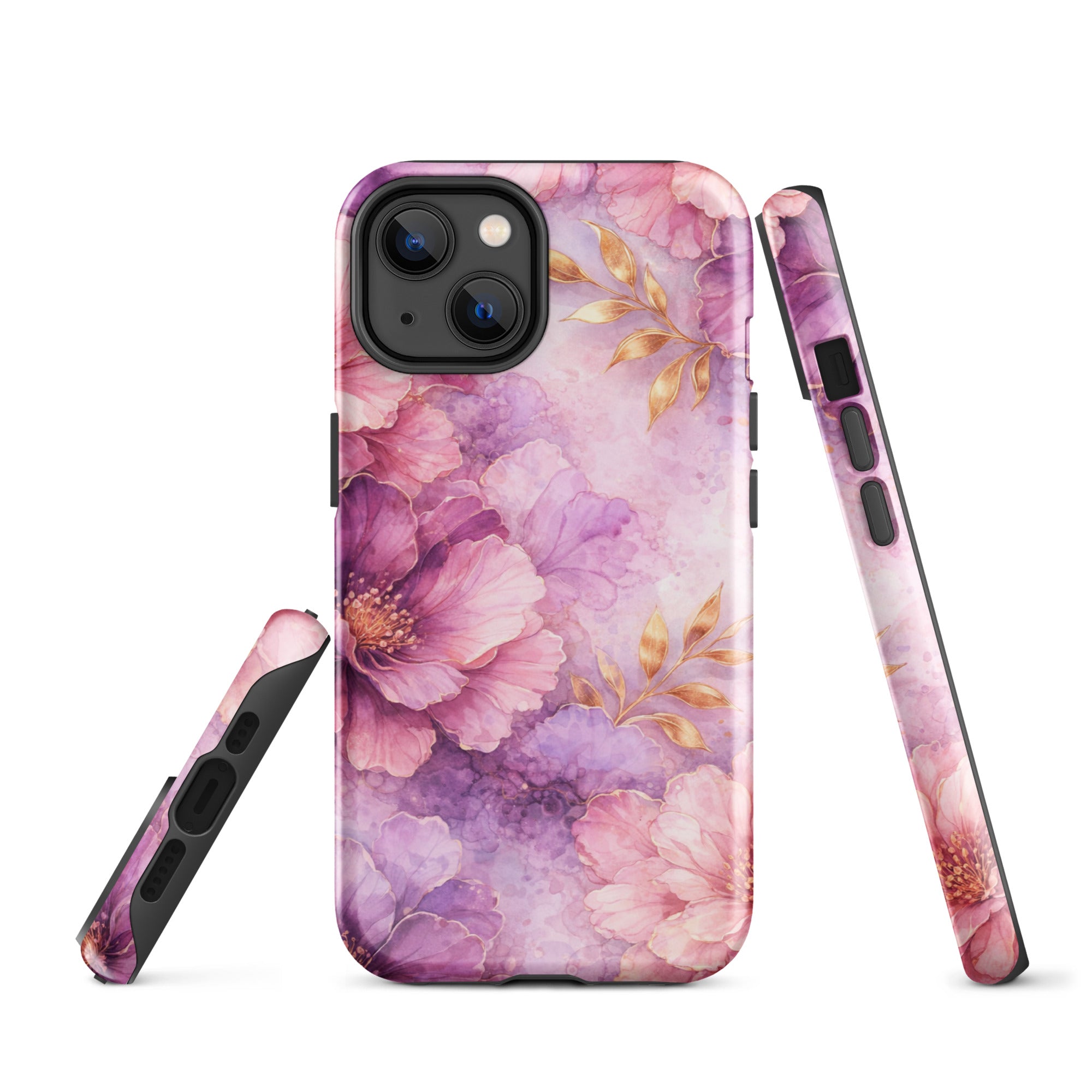 Pink Watercolor Floral Tough Case for iPhone 14