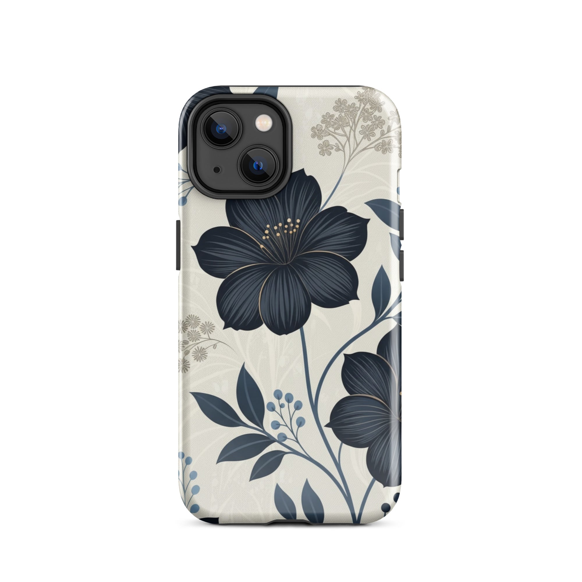 Elegant Blue Floral Tough Case for iPhone 14