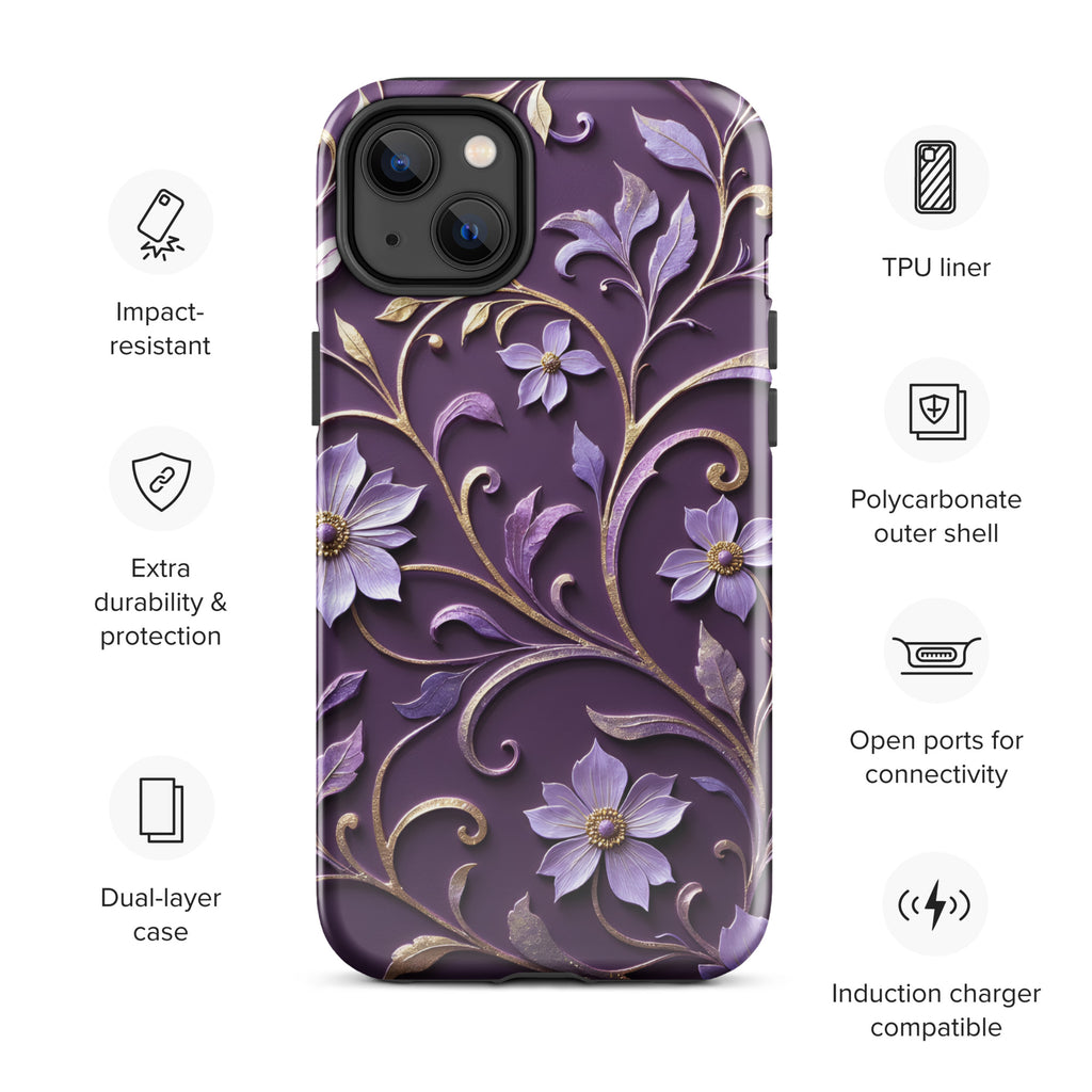 Royal Violet Filigree Tough Case for iPhone 14 Plus
