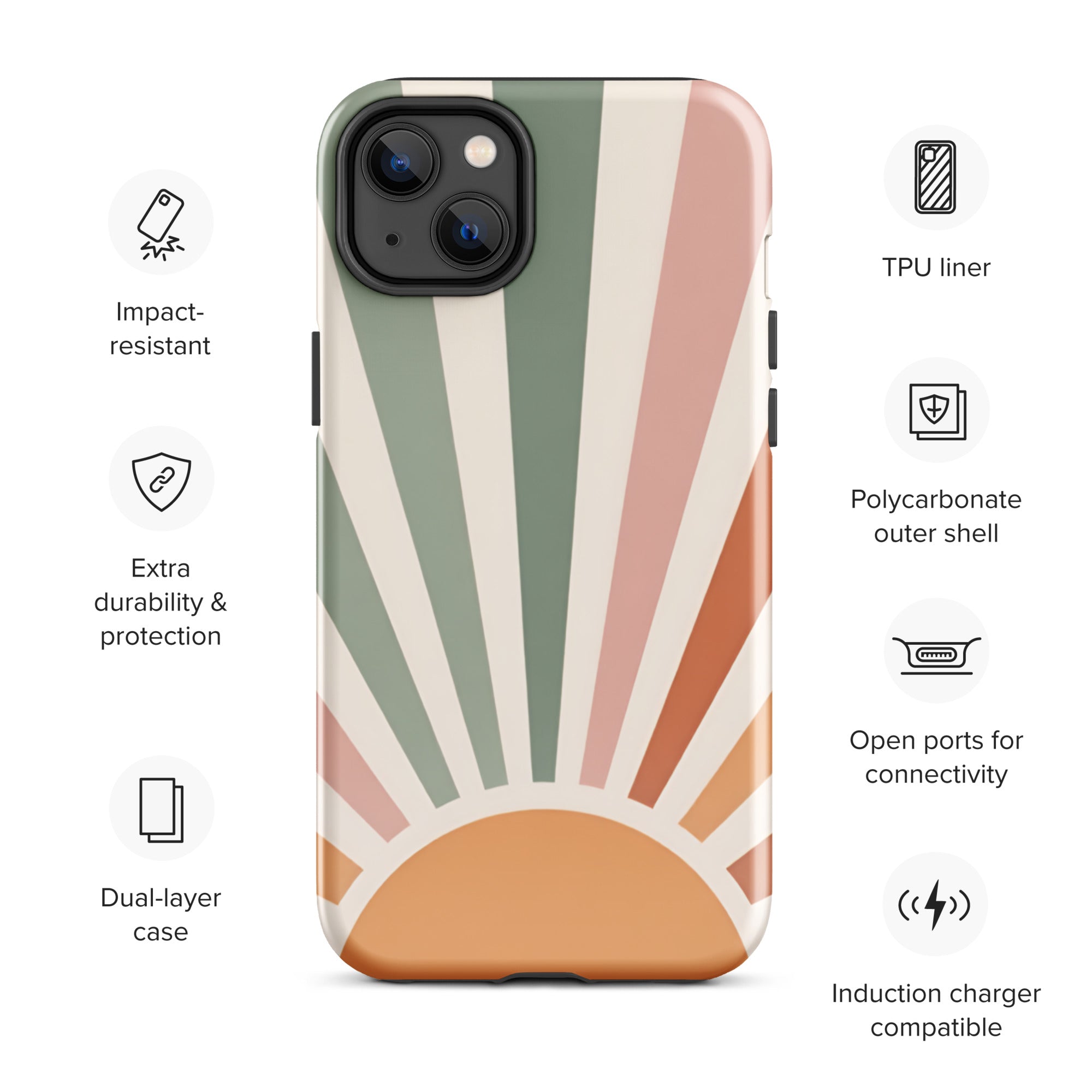 Retro Sunrise Tough Case for iPhone 14 Plus