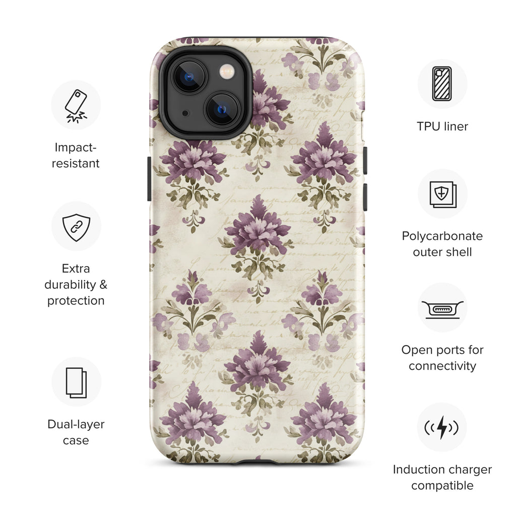 Vintage Floral Damask Tough Case for iPhone 14 Plus