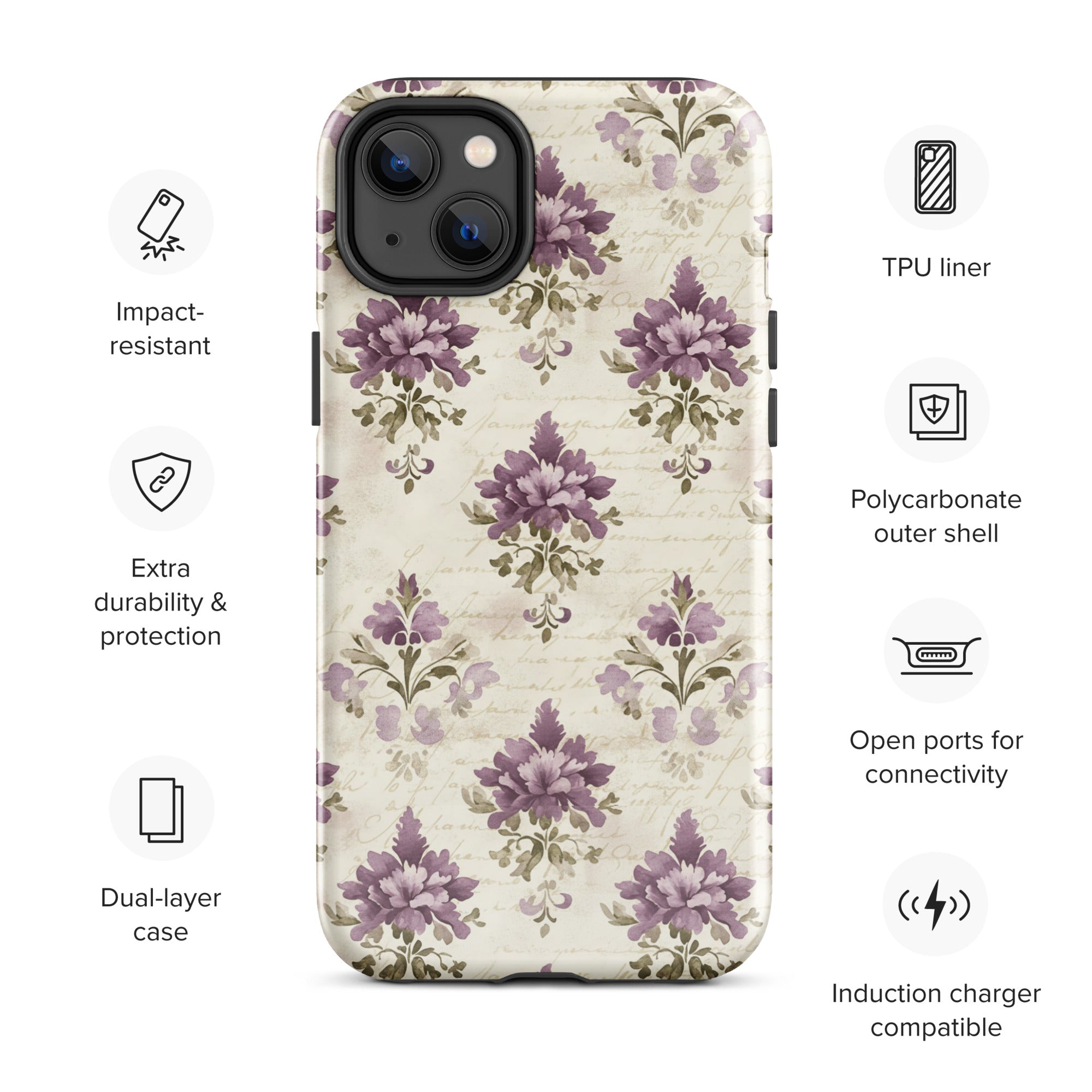 Vintage Floral Damask Tough Case for iPhone 14 Plus