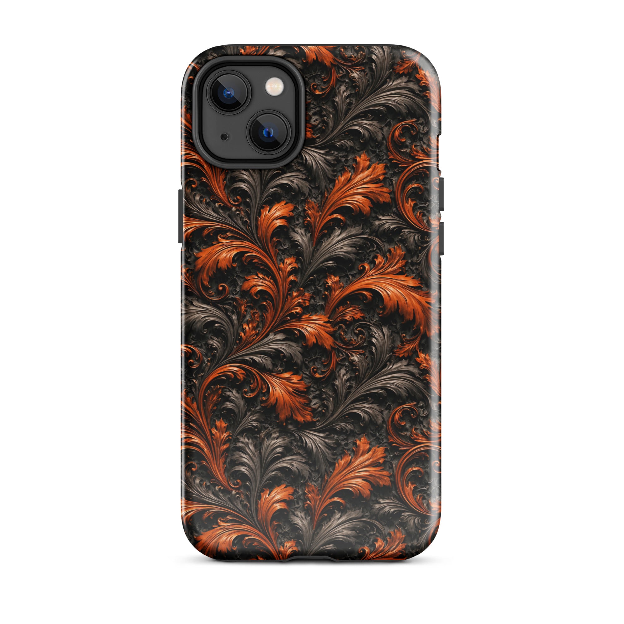 Burnt Orange Filigree Tough Case for iPhone 14 Plus