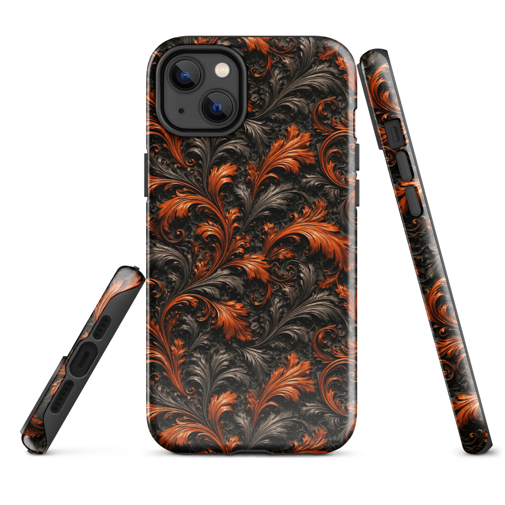 Burnt Orange Filigree Tough Case for iPhone 14 Plus