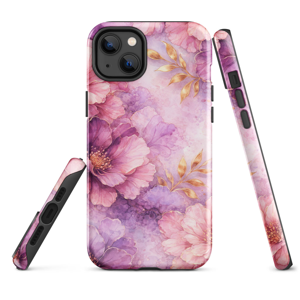 Pink Watercolor Floral Tough Case for iPhone 14 Plus