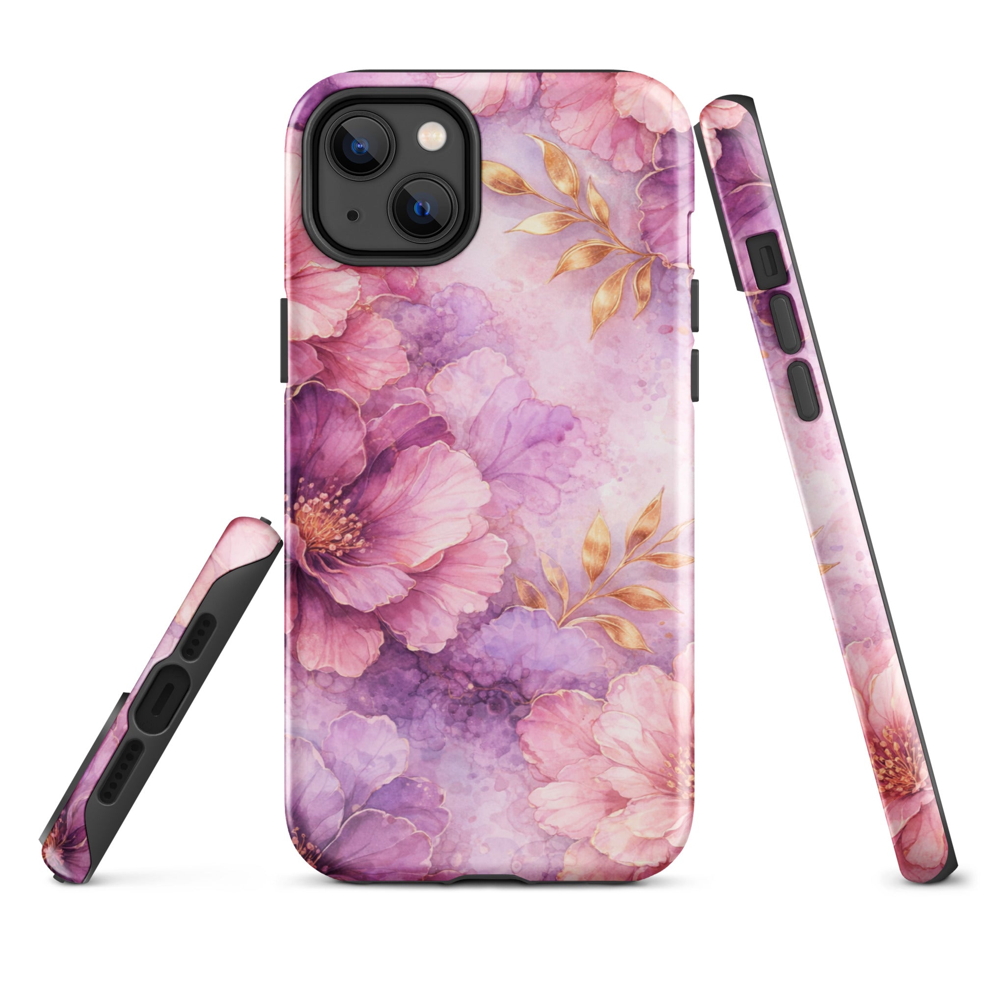 Pink Watercolor Floral Tough Case for iPhone 14 Plus