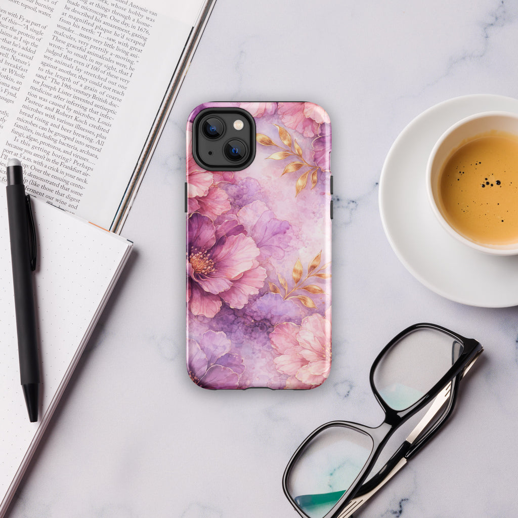 Pink Watercolor Floral Tough Case for iPhone 14 Plus