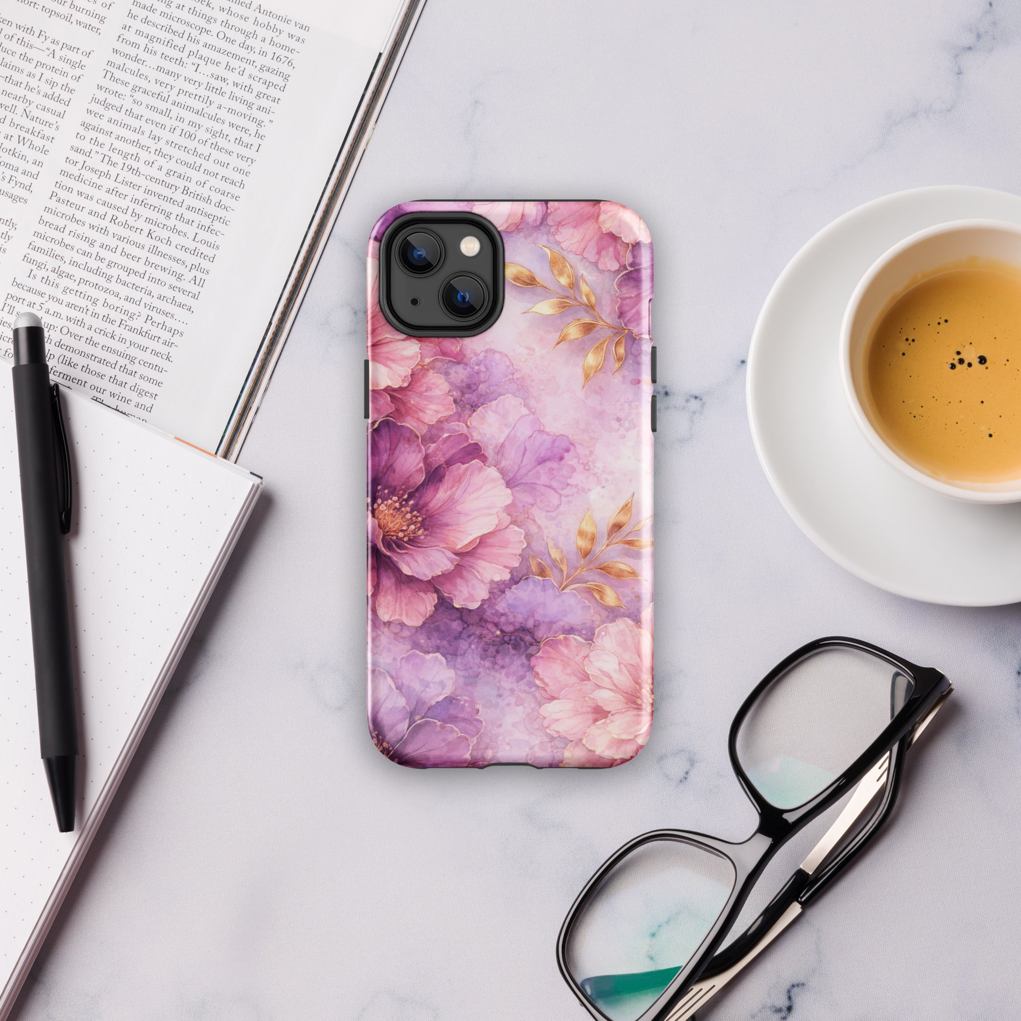 Pink Watercolor Floral Tough Case for iPhone 14 Plus