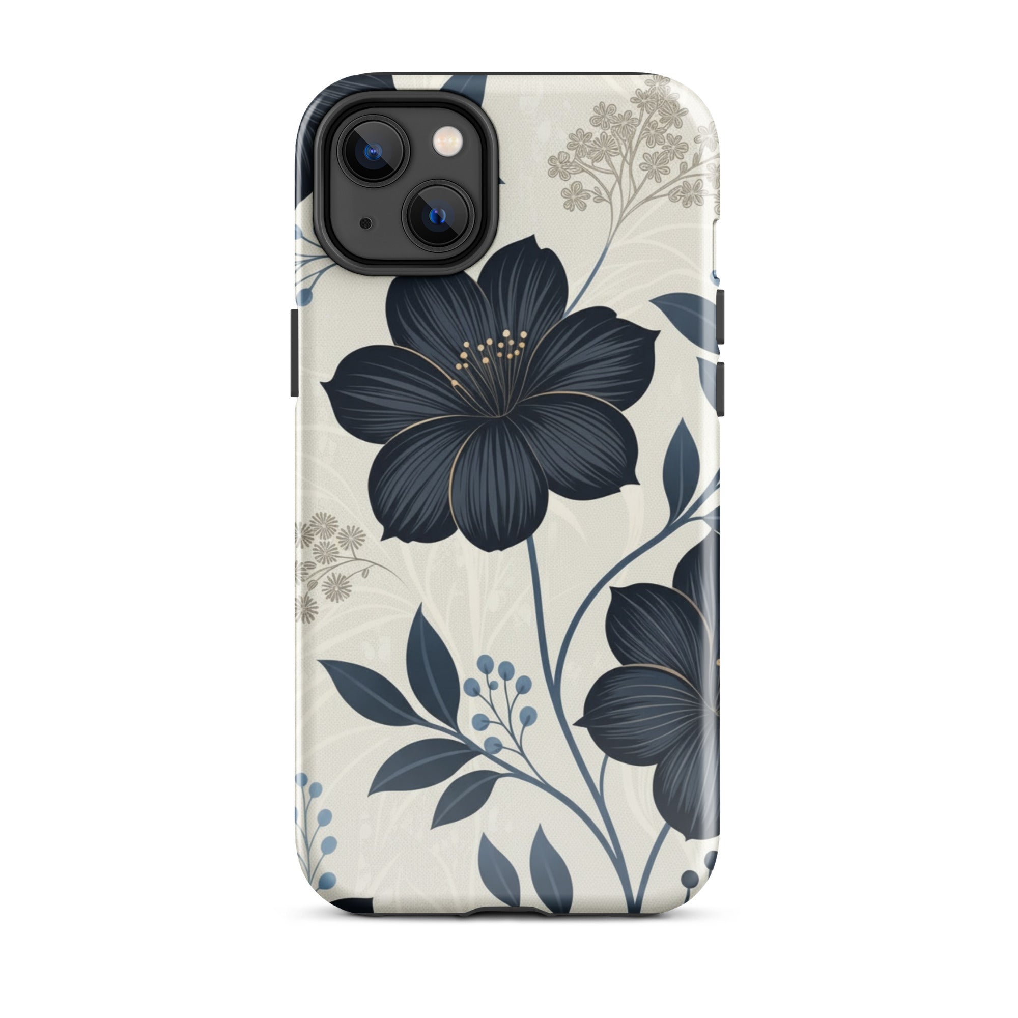 Elegant Blue Floral Tough Case for iPhone 14 Plus