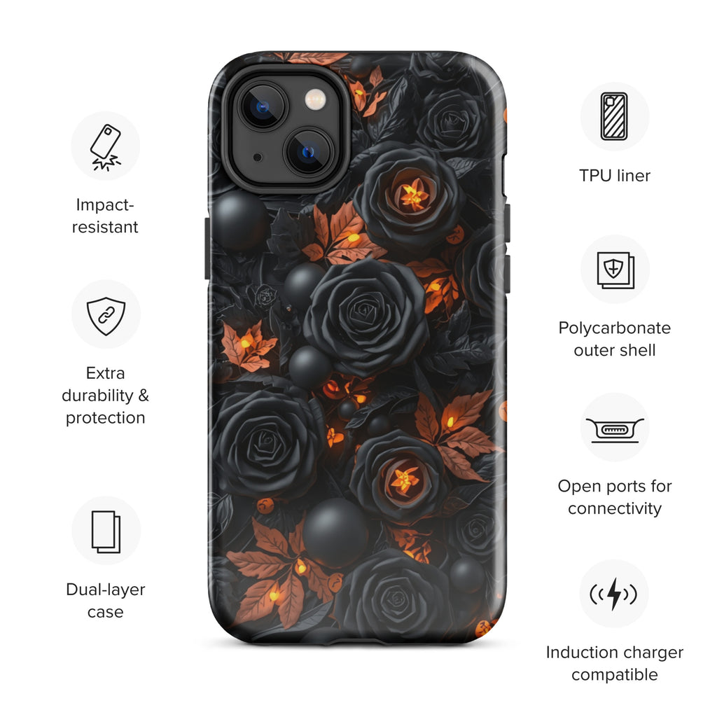 Dark Floral Glow Tough Case for iPhone 14 Plus